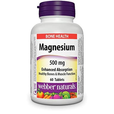 Webber Naturals Magnesium 500 mg, 60 Tablets, Enhanced Absorption Mineral, Supports Bone and Muscle Functions, Vegan