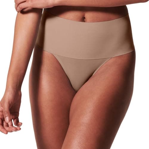Spanx Undie-Tectable Thong - Comfortable Core Control - Invisible Shapewear Thong - Women's No Show Thong Underwear - Soft Nude - Small