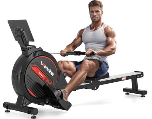 Wenoker Folding Rowing Machines for Home, Magnetic Rower Machine with 8 Level Smooth Quiet Resistance,Foldable Rower Machine 350 LBS Weight Capacity,Tablet Holder and Comfortable Seat Cushion