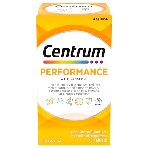 Centrum Performance Multivitamins/Minerals Supplement for Men & Women with Ginseng for Energy, 75 Tablets (Packaging May Vary)