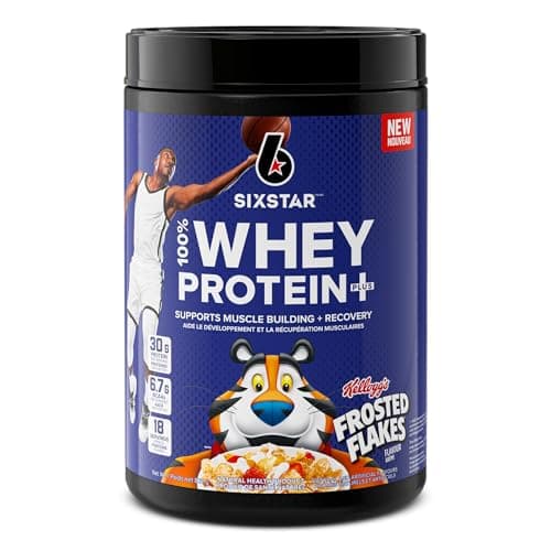 Six Star Whey Protein Powder Plus - Ultimate Muscle Building & Recovery Formula with Whey Protein & BCAAs - 30g Protein & Immune Support Matrix - Kellogg’s Frosted Flakes Flavor, 1.8 lb (Pack of 1)