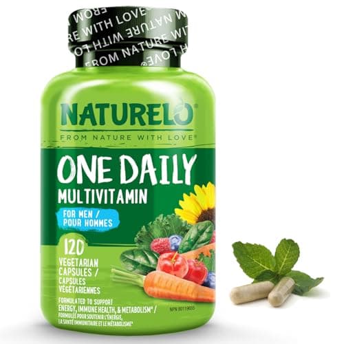 NATURELO Mens Multivitamins - One Daily Multivitamin for Men with Vitamins, Minerals & Organic Whole Foods, Boost Energy & Health, Non-GMO, 120 Vegetarian Capsules