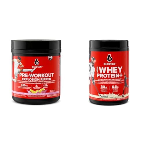 Pre Workout + Weight Loss Formula, Six Star Preworkout Explosion Ripped Energy Powder & Whey Protein Powder, Six Star 100% Whey Protein Plus, Whey Protein Isolate & Peptides, Lean Protein Powder