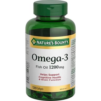 NATURE'S BOUNTY Omega-3 Fish Oil, 1200 mg, Value Size, Supports Cognitive Health & Brain Function, Source of Omega-3 Fatty Acids EPA & DHA, Softgels, 209.8 g