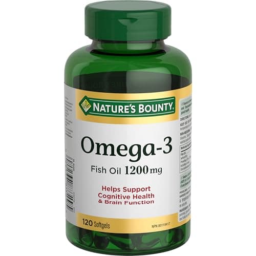 NATURE'S BOUNTY Omega-3 Fish Oil, 1200 mg, Value Size, Supports Cognitive Health & Brain Function, Source of Omega-3 Fatty Acids EPA & DHA, Softgels, 209.8 g