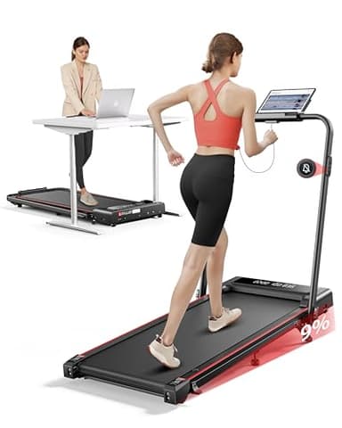 TOPUTURE 4 in 1 Foldable Walking Pad with Incline, Treadmill for Home & Office, 2.5HP Under Desk Treadmill, Portable Compact Treadmills Silent Remote Control, App & LED Display, Installation-Free