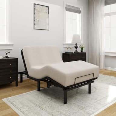 FLEXISPOT Twin XL Adjustable Bed Frame Base,Segmented Design,Easy Assemble, Oxford Fabric Bedspread,Wired Remote,Whisper Quiet Durable Motor,Mattress Holder.