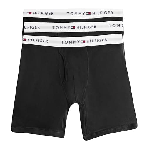 Tommy Hilfiger Men's 3-Pack Cotton Classics Boxer Brief, Black, Medium