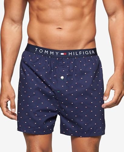 Tommy Hilfiger Men's Underwear Woven Boxers, Sailor Navy, Large