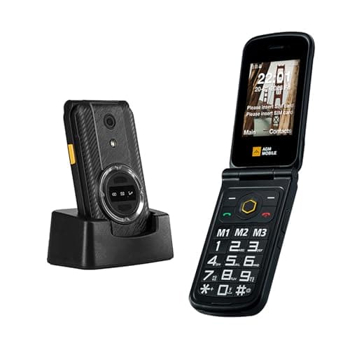 AGM M8 Rugged Basic Flip Phone, 4G Feature Cell Phone, Simple Mobile Phones, Waterproof&Drop-Proof, SOS Side Key, Speed Dial, 104dB Powerful Speaker, Large Keypad&Fonts, Dual SIM, FM Radio, Flashlight