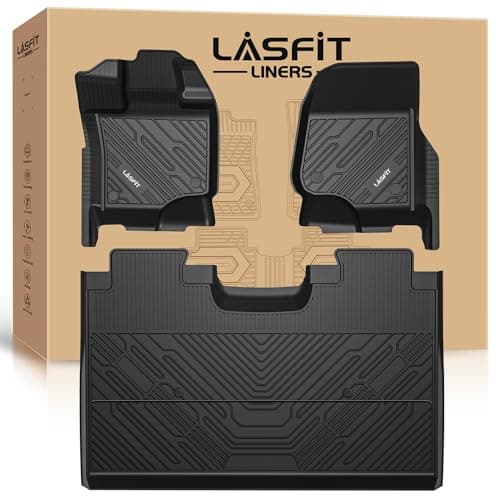 LASFIT Floor Mats for Ford F150/F-150 Lightning SuperCrew Cab 2015-2025, [Custom Fit & Non-Slip] All Weather Mats for Trucks, TPE F150 Accessories, Full Coverage Car Liners, 1st & 2nd Row