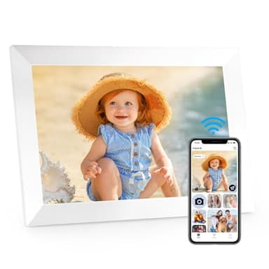 Digital Photo Frame, 10.1 Inch Digital Picture Frame WiFi 1280 * 800 IPS HD Touch Screen Photo Frames with 32GB Storage Auto-Rotate, Share Your Photos and Videos via AiMOR App