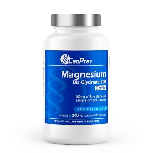 CanPrev Pure Magnesium Bisglycinate 200mg, Gentle, 240 V-Caps - Easily Absorbed, Gentle on the Stomach - Magnesium Bis-glycinate Supplement - Elemental Chelated Complex for Relaxation & Muscle Comfort