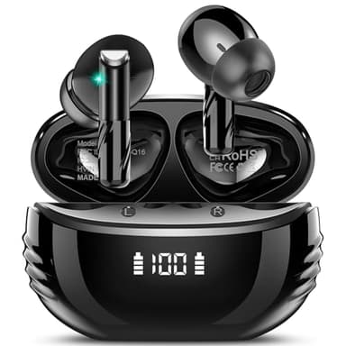 Wireless Earbuds, 2025 Bluetooth 5.4 Headphones HiFi Stereo with ENC Noise Cancelling Mic, 48H Playtime Wireless Earphones, LED Display Ear Buds, IP7 Waterproof Wireless Headphones for Android/iOS