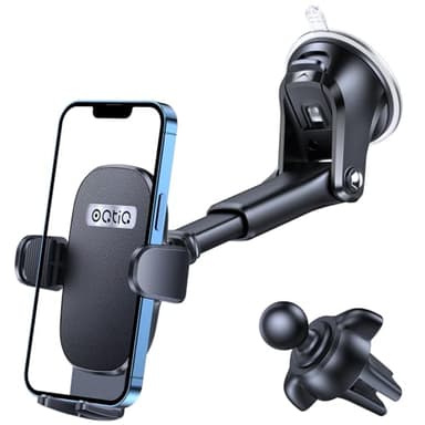 OQTIQ 3-in-1 Suction Cup Phone Holder Windshield/Dashboard/Air Vent, Dashboard & Windshield Suction Cup Car Phone Mount with Strong Sticky Gel Pad, Compatible with iPhone, Samsung & Other Cellphone