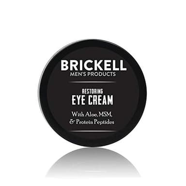 Brickell Men's Restoring Under Eye Cream for Men, Natural and Organic Anti Aging Eye Balm For Puffiness, Wrinkles, Dark Circles, Crows Feet and Under Eye Bags, 0.5 Ounce, Unscented