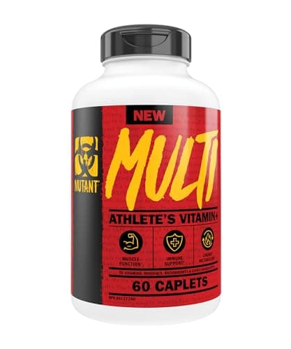 MUTANT Multi Vitamins - Men's Multivitamin for Hardcore Athletes & Body Builders, Supports Muscle Function, Energy Metabolism, Immune Health with 70 Vitamins Minerals Antioxidants (60 Caplets, CA)