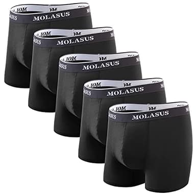 Molasus Mens Cotton Stretch Trunks Underwear No Fly Tagless Underpants Pack of 5