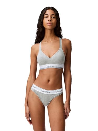 Calvin Klein Women's Modern Cotton Thong Panty, Grey Heather, Medium