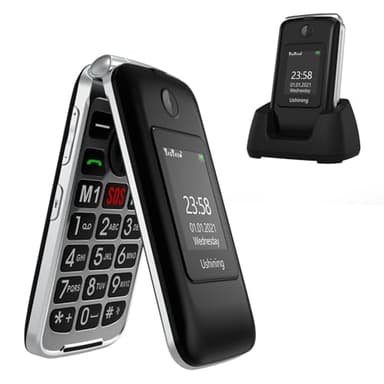 Uleway Unlocked Senior Flip Cell Phone with 2.8 Inch Colour LCD Display, Big Button SOS Emergency Key Compatible Easy-to-Use Basic Cell Phone with Charging Dock(Black)