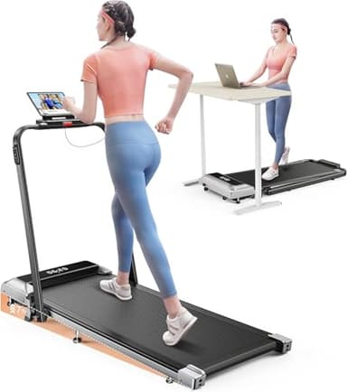 TOPUTURE Foldable Walking Pad with Incline, 2 in 1 Folding Treadmill Under Desk Treadmill for Home/Office, Portable Compact Treadmill with Remote Control, APP & LED Display, 300lbs Capacity