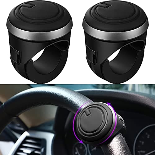 Frienda Steering Wheel Spinner Knobs Steering Wheel Buddy 360 Degrees Rotation Suicide Knobs for Steering Wheel with Silicone Surface and Metal Bearings for Driving Turning Car Truck Boat (2 Packs)