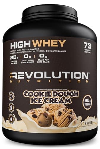 Revolution Nutrition, High Whey, Protein Powder 6LB, Whey Isolate, Gluten Free, Lean Muscle Mass For Men & Women, 25g of Protein Per Scoop, 2.7kg, 73 Servings (Cookie Dough Ice Cream, 6 Pound)