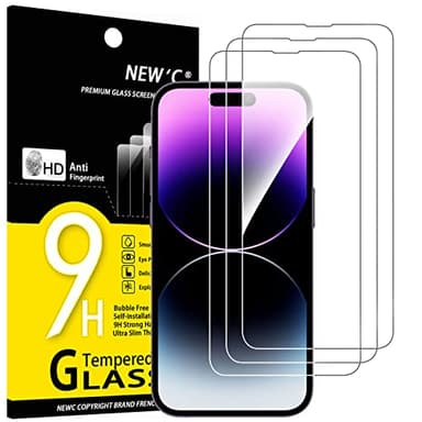 NEW'C 3 Pack Designed for iPhone 14 Pro Max (6,7") Screen Protector Tempered Glass,Case Friendly Scratch-proof, Bubble Free, Ultra Resistant