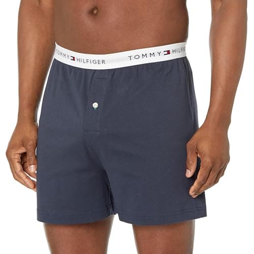 Tommy Hilfiger Mens Underwear Knit Boxer Shorts, Dark Navy, Large US