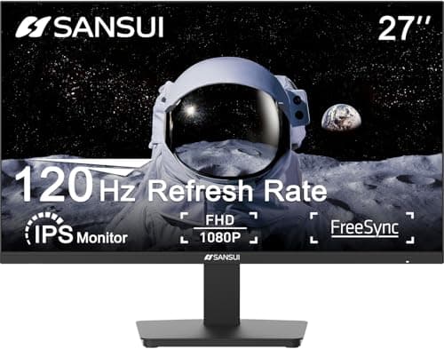 SANSUI Monitor 27 inch 120Hz IPS 1080PComputer Monitor HDMI DP Ports 110% sRGB HDR Tilt Adjustable/VESA Compatible, for Game and Office (HDMI Cable Included)