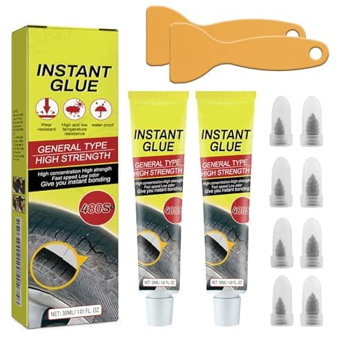 Figpade Car Tire Repair Kit with 2 Tire Repair Glue,8 Tire Repair Plugs,Waterproof Tire Plug Glue for Quick Repair Tire Scuffs,Holes and Tears,Self-Service Screw in Tire Plugs for Most Cars