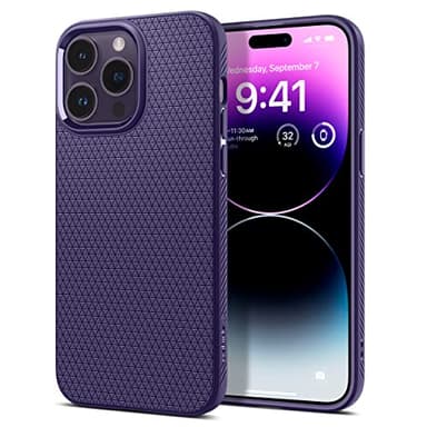 Spigen Case for iPhone 14 Pro Max Case: Liquid Air [Air Cushion Technology], Shockproof for iPhone 14 Pro Max Case - Deep Purple