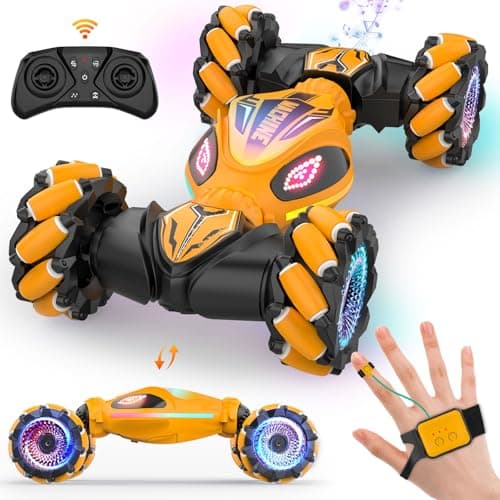 SAUFTTI Remote Control Car, Gesture Sensor RC Stunt Cars Toys for Boys Age 6 7 8 9 10 11 12+ Years Old, 2.4GHz 4WD RC 360° Flips Off Road Vehicle Toy with Lights/Music, Gifts for Kids Girls