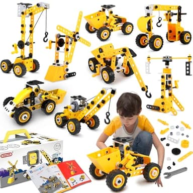 10 in 1 Stem Toys for 5 6 7 8 9+ Year Old Building Block Kit Stem Activities Projects Boy Toys Age 4-8 5-7 6-8 8-10 Creative Set Educational Engineering Excavator Construction Christmas Birthday Gift