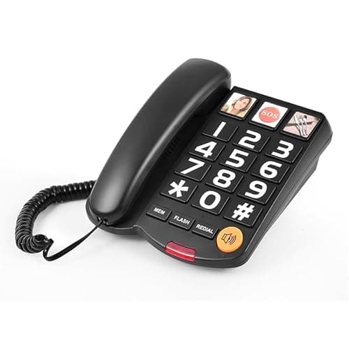 Corded Big Button Home Phone for Seniors Large Button Landline Telephone with Volume Control, SOS, One-Touch Dialing, Amplified Ringer for Visually Impaired, Hearing Impaired & Dementia Phones Seniors