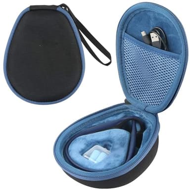 co2crea Hard Travel Case Replacement for AfterShokz Aeropex / Air / Titanium Mini / Open-Ear Wireless Bone Conduction Headphones (Black Case + Inside Midnight Blue)