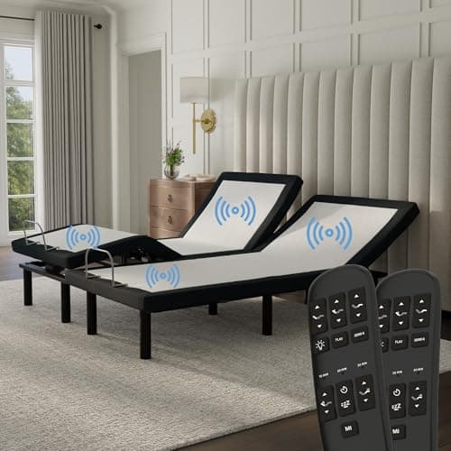 Split King Adjustable Bed Frame with Massage, Anti-Snore, Zero Gravity, Dual USB Charging Station, Under Bed Nightlight, Wireless Remote Head and Foot Incline and No Tools Required Assembly