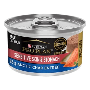 Purina Pro Plan Specialized Sensitive Skin & Stomach Artic Char Entrée, Wet Cat Food 24 x 85 g, Brown