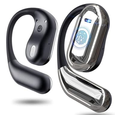 Open Ear Bluetooth Headphones 5.4 Ear Clip Wireless Earbuds with 4 HD Mics and 50 Hours Playtime Dual LED Display Charging Case Sports Ear Buds for Running/Workout, 2025 New Bone Conduction Headphones
