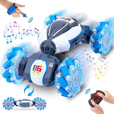 Fosgoit Gesture Sensing RC Stunt Car, Toys for Boys Girls 6-12 Year Old 4WD Remote Control Car 360° Rotate Transform Off-Road Drift RC Toy with Lights Music, 2.4Ghz Hand Control Birthday Xmas Gifts
