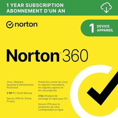 Norton 360 2025, Antivirus software for 1 Device, 1-Year Subscription - Includes VPN, Password Manager and PC Cloud Backup [Download]