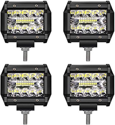 TURBO SII Spot Flood Combo Beam 4 Inch Pods Cube Square Led Work Light Bumper Grill Off Road Backup Reverse Fog Lights for Emergency Light Truck Motorcycle Jeep Wrangler Boat Tractor 12v-24v