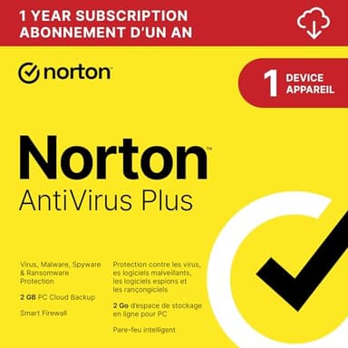 Norton AntiVirus Plus 2025, Antivirus software for 1 Device, 1-Year Subscription -Includes Password Manager, Smart Firewall, PC Cloud Backup [Download]