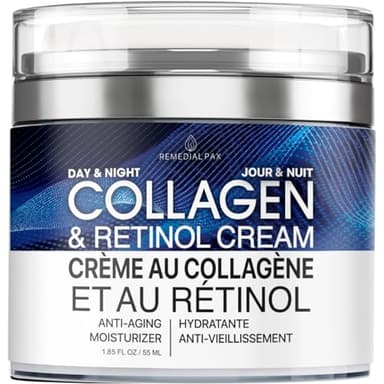 Collagen Cream for Face with Retinol and Hyaluronic Acid, Day Night Anti Aging Skincare Facial Moisturizer, Hydrating Lotion, Moisturizing to Reduce Wrinkles Women Men