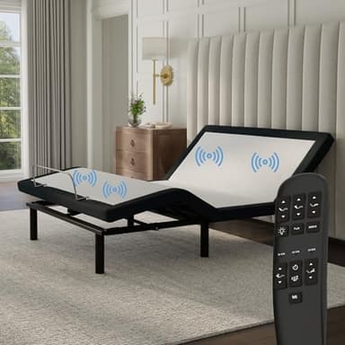 Full Size Adjustable Bed Frame with Massage, Anti-Snore, Zero Gravity, Dual USB Charging Station, Under Bed Nightlight, Wireless Remote Head and Foot Incline and No Tools Required Assembly