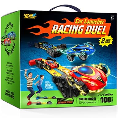 Car Rocket Launcher Toy for Kids Ages 3, 4, 5, 6 + Year Old Boys Toys - 2 Race Cars, 2 Stomp Launch Pads - Boy Gift Outdoor Birthday Gifts for Boys & Girls Age 3+ (2 Pack)