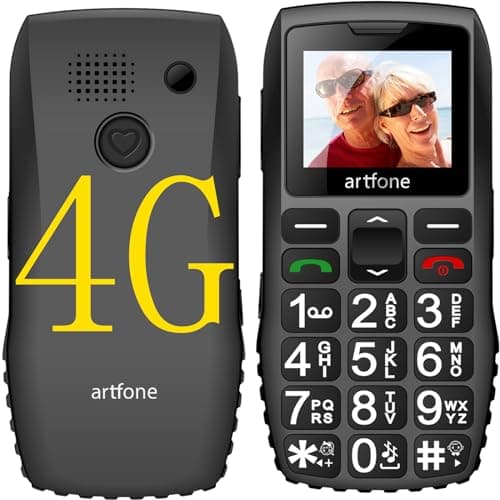 artfone 4G Volte Unlocked Cell Phones Canada, Mobile Phone for Seniors with SOS Button, Loud Volume, USB-C &Dock Charging, Talking Numbers, FM Radio, Torch