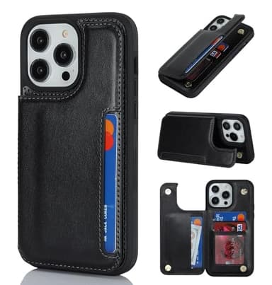 iCoverCase for iPhone 14 Pro Max Phone Case with Card Holder, iPhone 14 Pro Max Wallet Case for Women Men [RFID Blocking] PU Leather Protective Case for iPhone 14 Pro Max 6.7 Inch (Black)