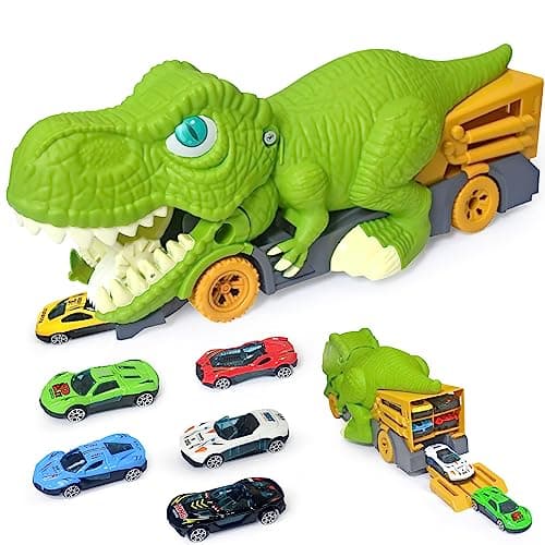 Aykzaqe Dinosaur Eating Cars Toy Trucks Kids Toys Age 3 4 5 6 7 8 Year Old Boy Toys 3 4 Year Old Boys,Car Transport Truck Carrier